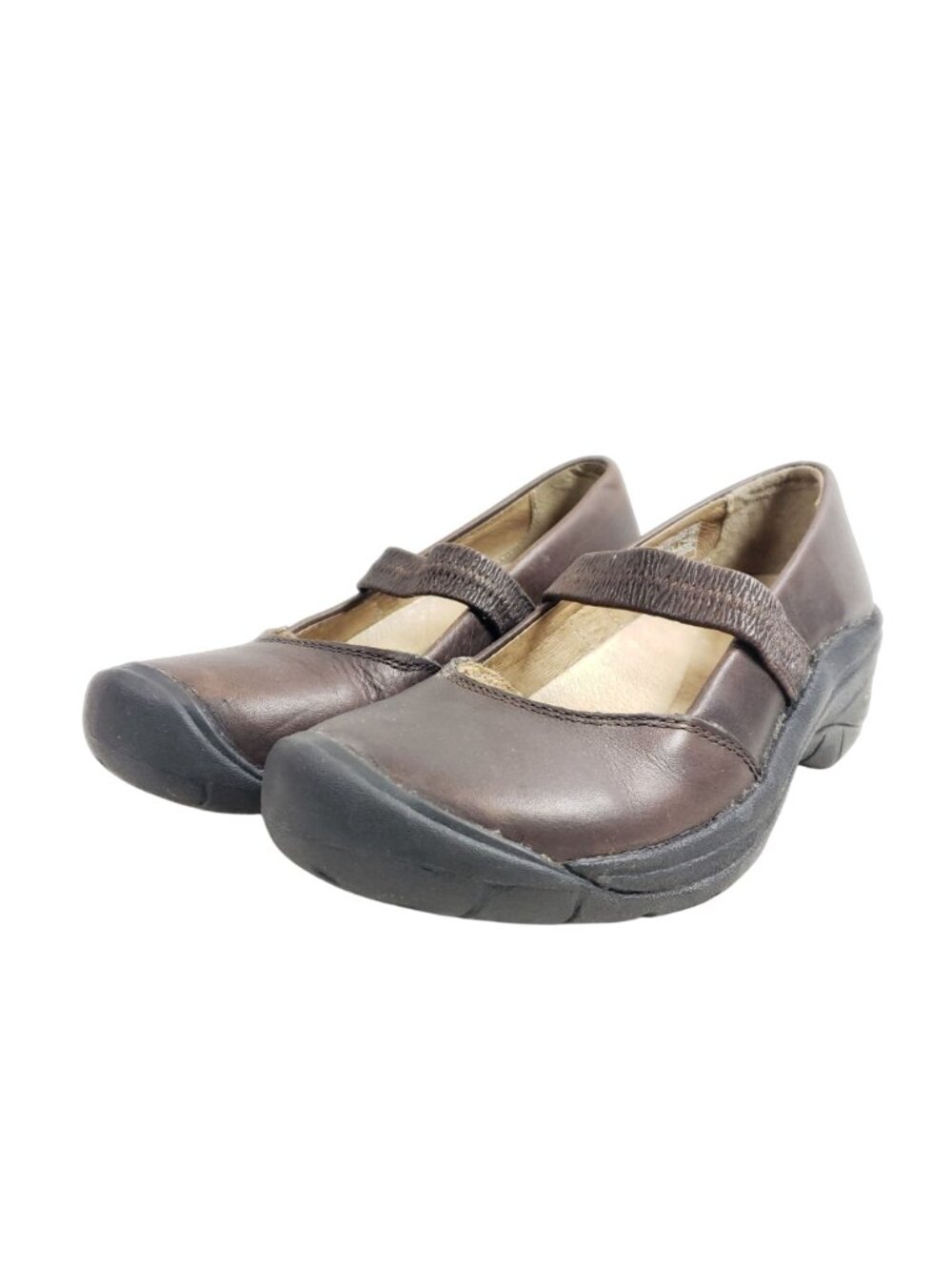 Keen Womens Size 7.5 Sienna Brown Leather Mary Jane Slip-On Shoes - Picture 2 of 9